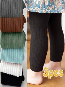 3条装女童九分钱打底裤，百搭简约设计，适合所有季节