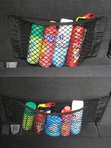 1pc Durable Elastic Nylon Car Trunk Organizer Net - Backseat Hanging Storage Bag, No Power Needed, Black, Suitable For Home And Garage Storage And Organization For Women Storage Organizer Travel Essentials Back To School Dormitory Storage