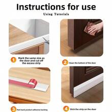 1m/Paquete Tira de sellado de puerta inferior con 3 orificios, tira de sellado autoadhesiva a prueba de polvo y a prueba de sonido contra el viento para puerta de dormitorio, decoración de habitación, decoración de pared, pegatinas de pared