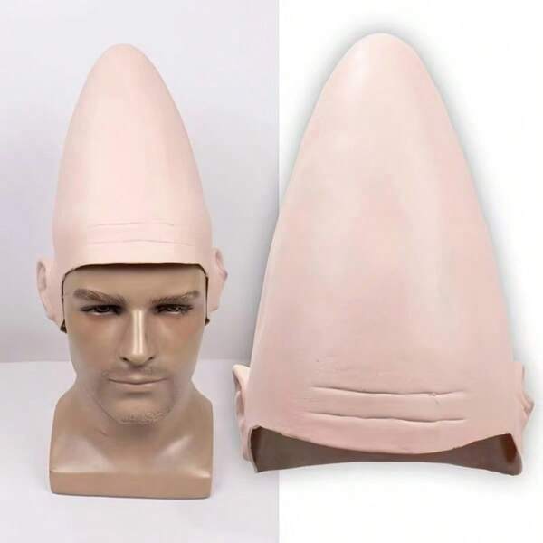 1 Stück tiefe Hautfarbene Alien Maske, spitze Kopf Halloween Eierkopf Requisiten für Festivalpartys, Bühnenaufführungen