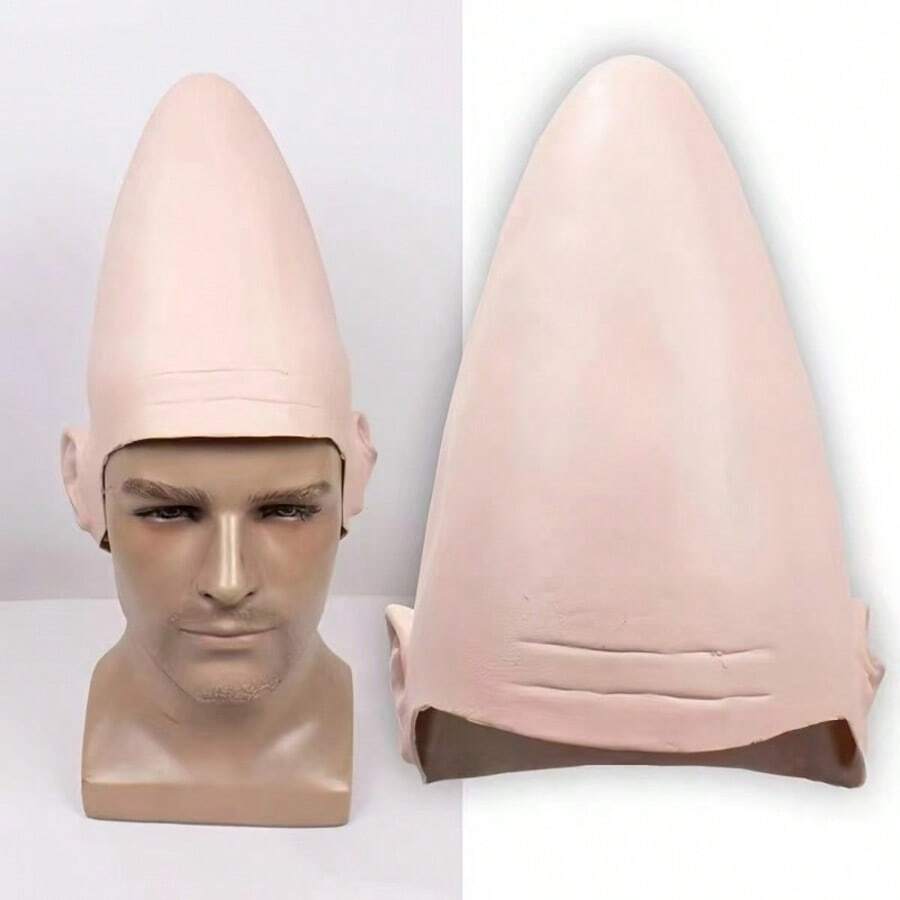 1 pieza Máscara de alien de color de piel profunda, Máscara con cabeza puntiaguda tipo huevo para Halloween, Utilería para fiesta, actuación en el escenario - 1 tocado puntiagudo de piel oscura - Ver 1