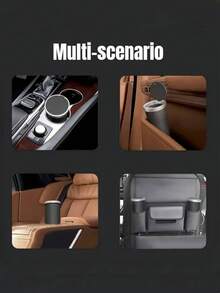 1个带盖防漏车载垃圾桶 - 按压式开启，银灰色/黑色，必备车载垃圾收纳用品，紧凑型车载储物盒，清洁整理车内空间的必备收纳工具 - 完美的车载配件！女士旅行和宿舍收纳必备 - 彩色 - 查看 5