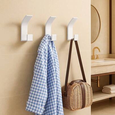 Gancho de Parede Branco Cabide com Fita Dupla Face 3M para Toalhas Banheiro Unidade