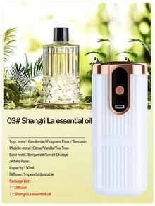 1个白色自动家用香薰机（含6种精油），迷你ABS静音空气清新剂，带定时功能，适用于卧室、浴室、办公室，可充电，5种工作模式，可桌面或壁挂式安装