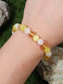 Attract Wealth Bracelet, Yellow Selenite & Citrine Abundance & Prosperity Bracelet, Luck And Success Yoga Meditation Jewelry For Women Men - Multicolor - View 5