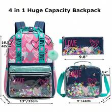 3 件套女童背包儿童学校背包带午餐袋适合小学学龄前学生可爱旅行背包 3 合 1 书包套装适合女孩返校