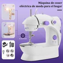 Mini máquina de coser portátil, automática, electrónica, compacta, Control de doble velocidad, doble hilo, máquina de coser eléctrica para el hogar - Blanco - Ver 2