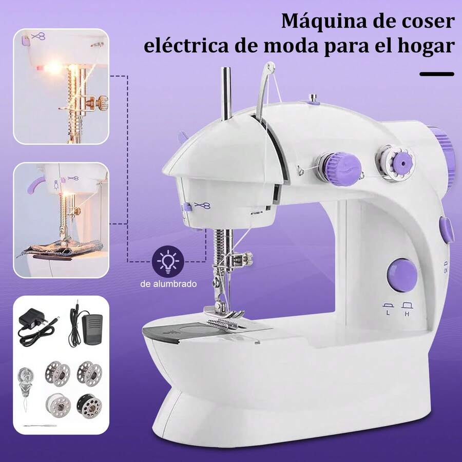 Mini máquina de coser portátil, automática, electrónica, compacta, Control de doble velocidad, doble hilo, máquina de coser eléctrica para el hogar