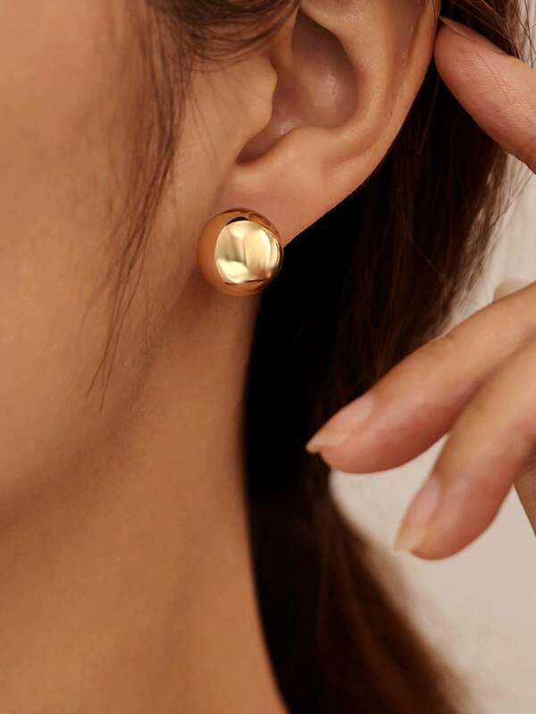 2 Stück modische, elegante goldfarbene runde Kugelohrstecker - minimalistisch und vielseitig, perfekt für lässige Outfits und ein ideales Geschenk für Frühlingsfest und Neujahr