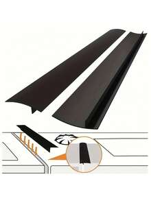 2pcs Heat Resistant Stove Cover, Silica Gel Stove Cover Strip Heat, Resistant Silica Gel Stove Counter Protection Cabinet, Slit Filler Seals Between, The Oven Kitchen Cabinet And The Stove Table, Easy To Clean - 黑色2PCS - 查看 1