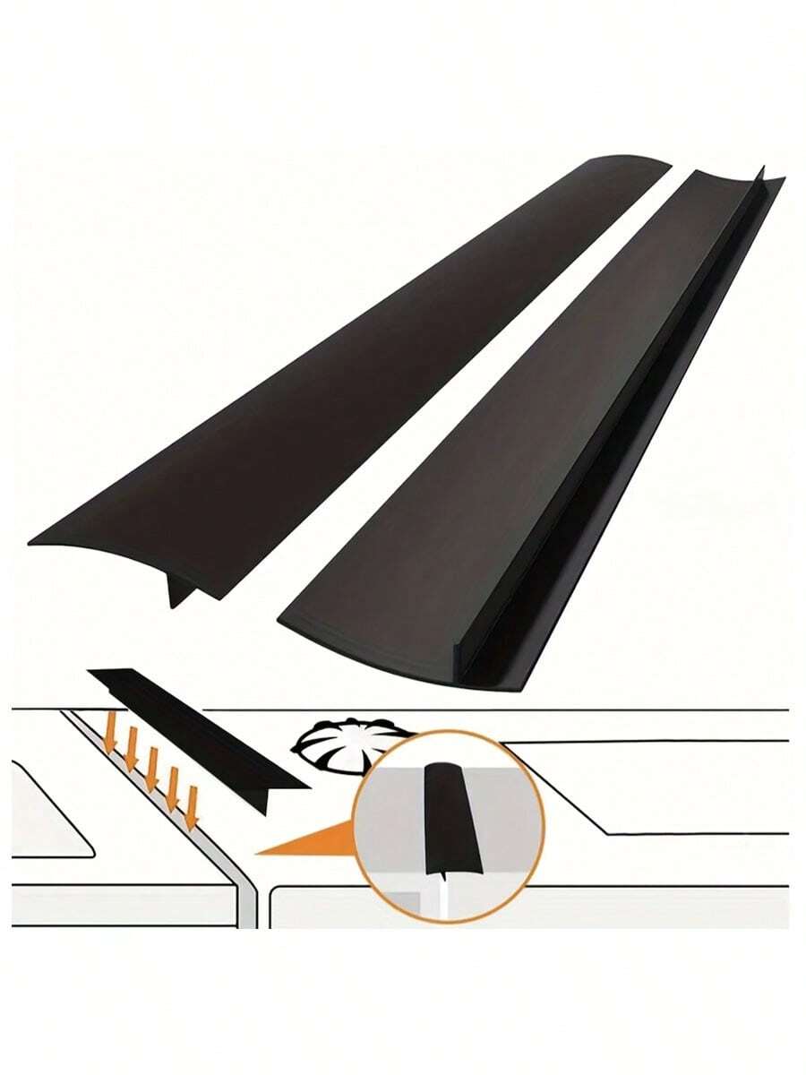 2pcs Heat Resistant Stove Cover, Silica Gel Stove Cover Strip Heat, Resistant Silica Gel Stove Counter Protection Cabinet, Slit Filler Seals Between, The Oven Kitchen Cabinet And The Stove Table, Easy To Clean - 黑色2PCS - 查看 1