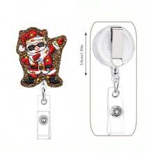 1 Stylish And Cute Santa Claus Collection Decorative Glitter Acrylic Snap Lanyard Clip - Glitter Acrylic Snap Lanyard Clip For Nurses, Friends And Family, Ideal For Parties And Holiday Gifts (Multi-Color)