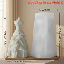 Molde de Silicone para Vela de Vestido de Noiva Nupcial 3D, Fácil de Usar e Limpar, Decoração Elegante para Casa, Perfeito para Casamentos e Presentes de Feriado, Moldes de Vela com Tema Nupcial DIY