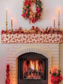 1/2 pièces Décoration d'automne pour la Thanksgiving, Couverture pour cheminée, Couverture de cheminée avec citrouille en dentelle orange, feuille d'érable, Décoration d'automne pour la maison, Décoration de cheminée pour la Thanksgiving