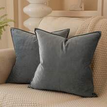 2pcs Solid Color Flange Decor Dutch Velvet Cushion Cover (Pillow Core Not Included), Multiple Colors Available
