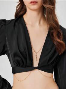 1 Stück sexy und sinnlicher Körperkette für den Strand mit Strass-Anhänger und Quasten-Charm