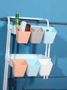 1pc/2pcs Set Bathroom Storage Bucket, Desktop Storage Side Table Hanging Baskets, Dorm Desk Hanging Beauty Cart Storage Box, Desk Pen Holder Storage Bucket
