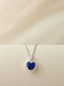 Sapphire Necklace Valentine's Day Gift To Girlfriend Surprise, Copper Alloy & Cubic Zirconia, Gift For A Lady , Suitable For Gifts And Parties - Dây chuyền Sapphire - Xem 2