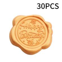 30 Pcs Self-Adhesive Wax Seal Stickers, "Happy Birthday" Pattern , 9 Color Choices, For Birthday Party Invitations, Envelopes, Gift Decorations, Souvenirs, Christmas Cards, Gift Wrapping,School Supplies,Back To School
