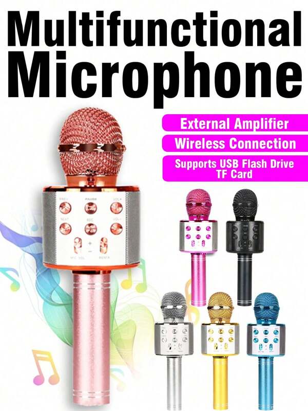1pc Wireless Microphone Singing And Audio Integrated Home KTV Mobile Phone Music Speaker Karaoke Singing Suitable For Teenagers And Adults To Spend Time Party Interactive Entertainment