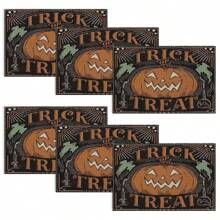 Set de 4/6/12 manteles individuales - Diseño de calabaza de horror, bruja y murciélago - Manteles individuales impresos creativos, resistentes al calor, decoración de mesa de cocina y comedor para Halloween, decoración de habitación, ajuste de mesa para fiestas festivas, aumenta el ambiente festivo