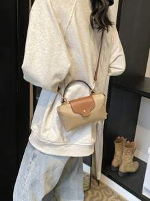 1 pieza Bolso de mano pequeño y cuadrado de moda, bolso de hombro y bandolera versátil y a la moda para mujeres, monedero mini de unicolor que cabe teléfono, monedas, lápiz labial, para uso diario y commuter