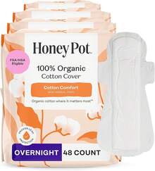 The Honey Pot Company - Non-Herbal Everyday Panty Liners For Women - Organic Cotton Cover & Ultra-Absorbent Pulp Core - Sanitary Pads - Feminine Care - FSA & HSA Eligible - 30 Ct - Non-Herbal Overnight - 查看 1
