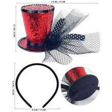 1 pieza Sombrero mini rojo elegante y de moda con diadema, pieza de cabeza encantadora para té para mujeres, adecuado para volver al colegio, fiestas, festivales de música, Halloween, Navidad, Año Nuevo - Multicolor - Ver 6