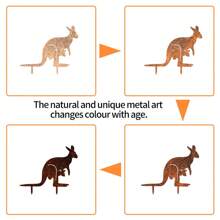 3 件套锈迹斑斑的金属花园桩，动物质朴金属草坪装饰艺术雕像摆件，适用于人行道 - 彩色 - 查看 3