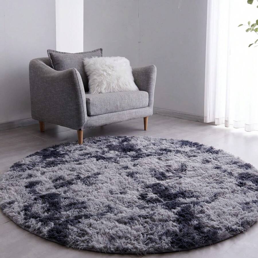 Sour Lemon Living Room Rug, 120 X 120 Cm, Grey, Fluffy Living Room Rug, Washable, Non-Slip, Suitable For Bedrooms, Hallways, Living Rooms, Warm, Cozy