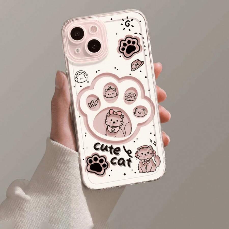 Capinha Capa Material transparente TPU Padrão de pata de gato I Phone XR 11 12 13 14 15 16 Pro MAX 14 15 16 Plus Redmi A2 A3 10C 12C 13C Poco X3 X5 X6 Note 8 9 10 11 12  A04 A05 A15 A23 A32 A34 A35 A50 A52 A55 A72  Moto G04 G7 G15 G22 G32 G35 G52 G53 G60 G84 - Y2 - Visão 1