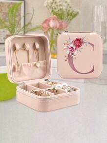 1 Pc A-Z Letter Jewelry Box Ring Storage Box Necklace Storage Box Gifts For Girls Bridesmaid Gifts Mom Gift Ideal Gift White Jewelry Box Pink Jewelry Box