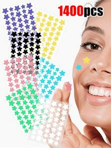 2000pcs Star-Shaped Face Stickers - Gentle, Non-Irritating, Decorative Stickers, Waterproof & Breathable, Essential For Daily Face Stickers, Portable, Suitable For Travel, Gatherings, Makeup Tips, Photo Props, Available In 1400/1120/560/280pcs - Multicolor - View 7