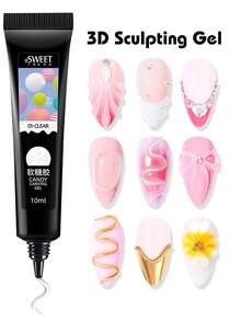 10ml 3D Nail Art Sculpting Gel 1/2 PCS DIY Designs No Wipe Clear Waterproof Sculpting Gel Waterproof Nail Art Design Gel For Intricate Carvings & Shapes - Clear - View 2