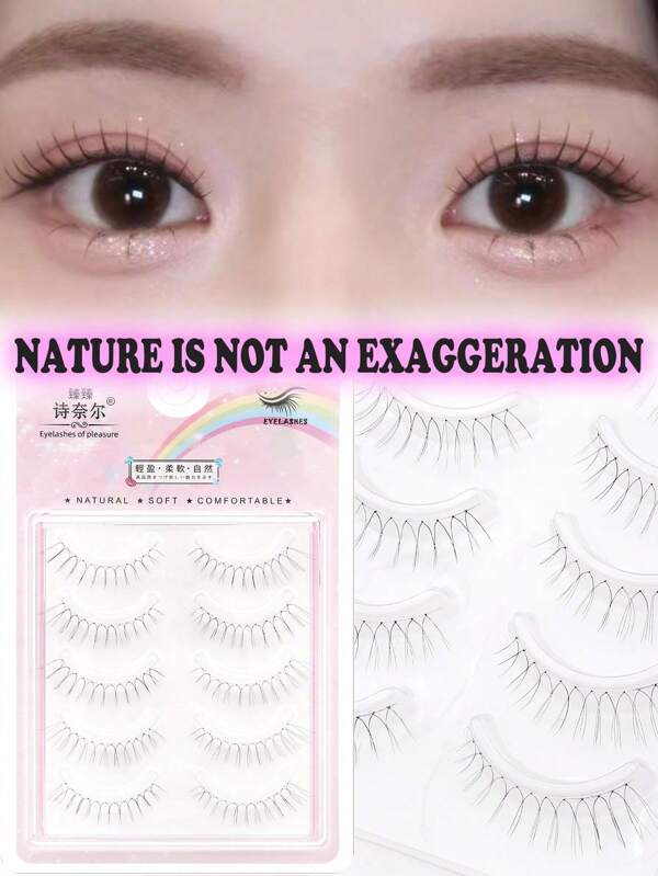 "Bloggers' Style" 3-5 Pairs Of Cute U-Shaped Korean And Japanese Female Eyelash Extensions. New U-Shaped Natural And Slender Eyelash Extensions, Suitable For Beginners And Daily Use, Also Suitable For Cosplay And Anime-Style Makeup.