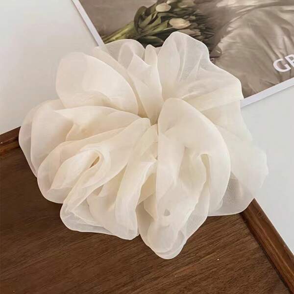 1 peça plus size feminino grande fio de rede elástico de cabelo, espiral de organza colorida