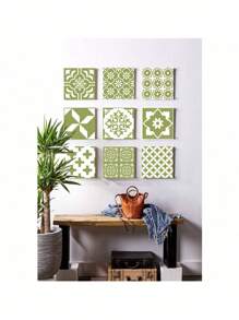 24 Pieces Bohemian Style Kitchen Bathroom Entrance Waterproof Moisture-Proof Wall Stickers Waterproof Tile Stickers PVC Self-Adhesive Decorative Stickers Kitchen Accessories Room Decor Wall Decor Wallpaper Wall Paper