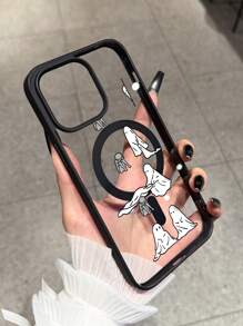 1 pieza Funda de teléfono magnética inalámbrica con carga creativa personalizada de acrílico y antideslizante, adecuada para 16 15 14 13 12 11 Pro Max, funda de teléfono transparente