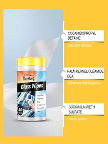 rayhong 40片装汽车玻璃清洁湿巾，有效去除油污污垢，恢复玻璃清晰度，方便快捷 - 彩色 - 查看 5