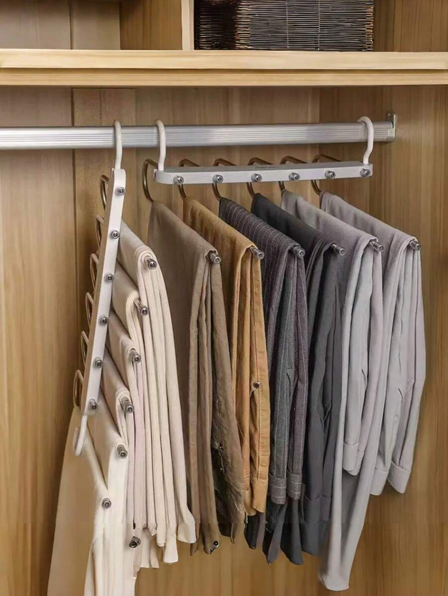Foldable Multi-Layer Pants Scarf Tie Storage Rack Multi Functional Folding Wardrobe Pants Storage Tool For Home Use, No Trace Anti Slip Storage Rack