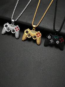 游戏玩家操纵杆项链、怀旧游戏机吊坠项链、游戏玩家礼物、毛衣链 - 均碼 - 查看 3