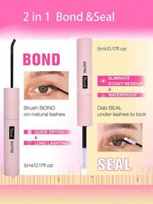 1支强力睫毛胶水，二合一防水持久睫毛粘合剂（胶水5毫升/0.17液体盎司，密封剂5毫升/0.17液体盎司） - 粉色 - 查看 4