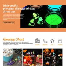 2/3/6 包万圣节幽灵硅胶吸管盖，10 毫米/0.4 英寸夜光可爱设计吸管盖，适用于 20、30 和 40 盎司玻璃杯 - 有趣