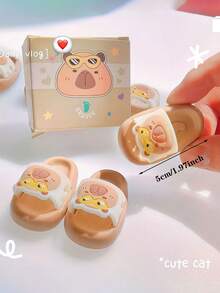 2/4/6pcs Creative Mini Slipper Style Erasers, Capybara Erasers, Novelty Stationery Gifts, Suitable For Students, Ideal For Back-To-School Gifts , Back To School Gifts - Brown - View 4