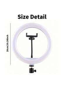 Set di illuminazione a LED, luce ad anello da 10 pollici, regolabile con 3 temperature di raffreddamento, alimentato USB senza uscita, equipped con Tripod da 43In, molletta per telefono cellulare, lampada in plastica, adatto per studio, fotografia, il live Broadcast è la prima scelta per regali di scuola Seasons adatti per fotografia fotografica, registrazione video, live streaming, riunioni di zoom, Vll Stady con luce per autoadesiva