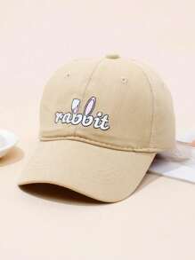 1 pieza Sombrero de protección solar con impresión de orejas de conejo para niños, gorra de béisbol bordada adorable para actividades al aire libre y atuendo diario