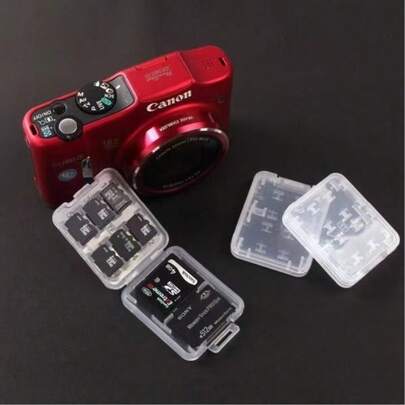 透明塑料存储卡盒，适用于SD、SDHC和Micro SD卡，便携式摄影存储配件