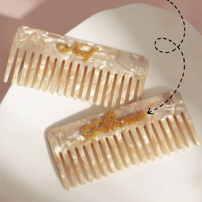 1 Stück personalisierte elegante Haarspange - Vintage-Stil Azetat Design, Perlmuttstruktur mit individualisiertem Namen Haarkamm - einzigartiges Haaraccessoire für Frauen, Haarkamm mit breiten Zähnen, perfektes Geschenk zum Geburtstag/für Brautjungfern/Braut/Muttertag