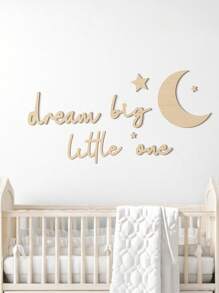 Dream Big Little One Wooden Nursery Wall Decor Boho Moon Stars Babyroom Wall Art Neutral Nursery Sign For Boys Girls Bedroom Home Farmhouse Living Playroom - Multicolor - View 1