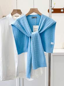 1pc Women Solid Color Crochet Pattern Dopamine Design Candy Color Bright Scarf Shawl